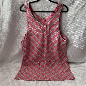 Vintage 1970’s Dungaree Pink Plaid Women's Romper.  Size Medium